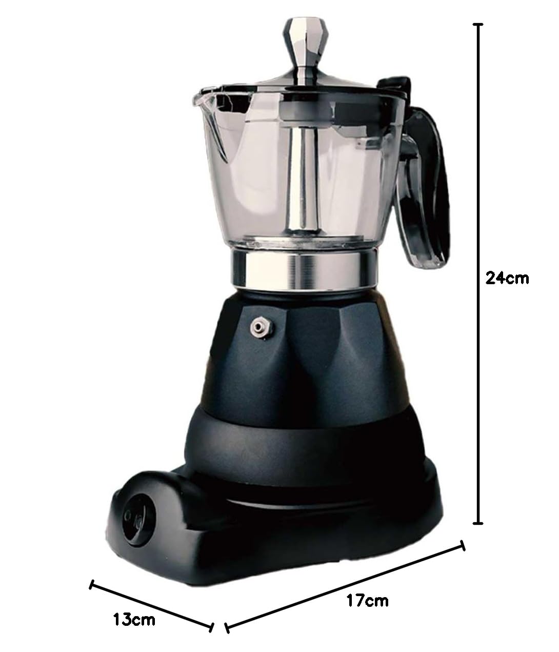 A2ZWORLD Caffettiera Elettrica a 3 Tazze 400W, Macchina da Caffe Elettrica con Base Rotazione a 360°, Mantiene Calore fino 30min, Design Moderno
