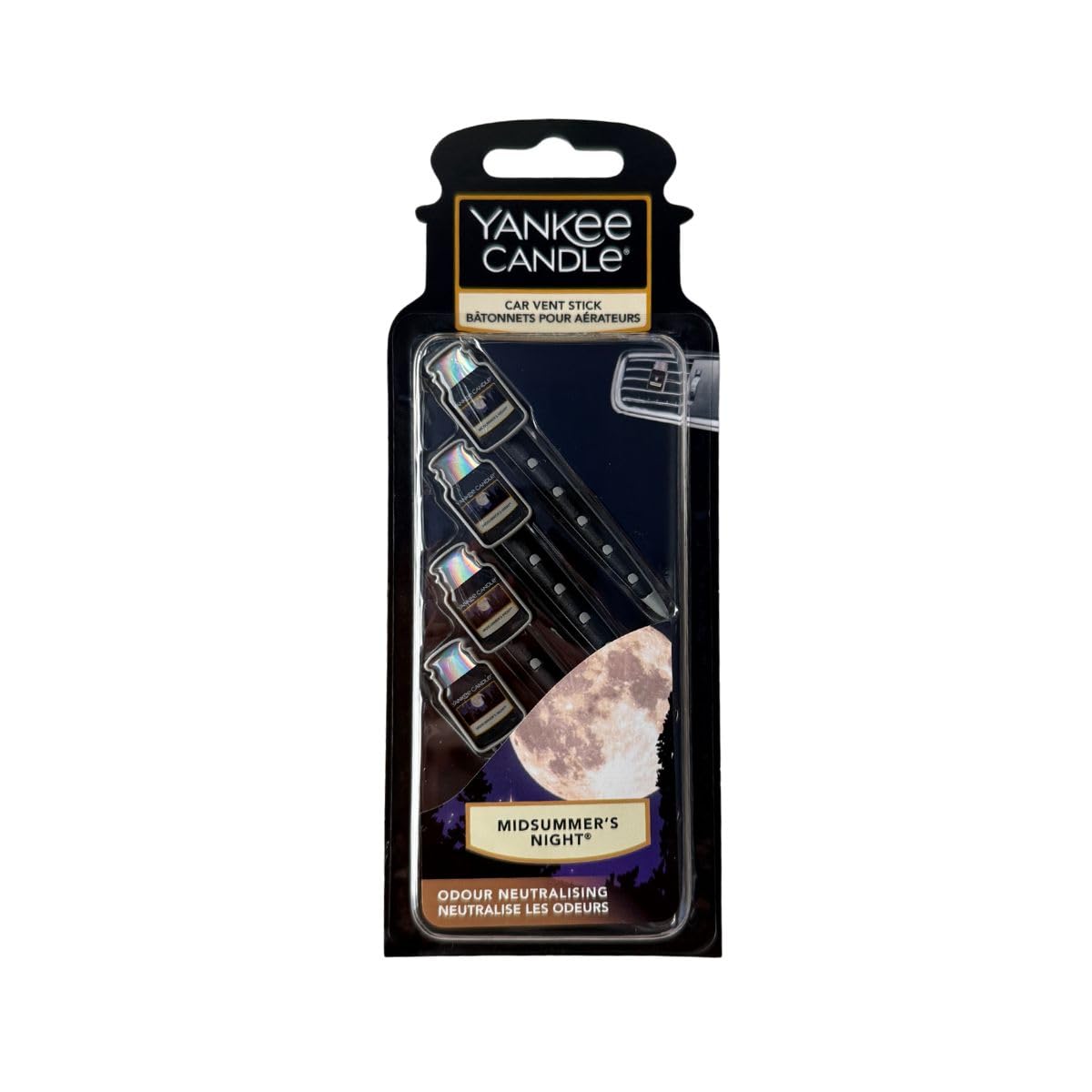 Yankee Candle Vent Sticks Car Air Fresheners Midsummer's Night 4 Count Attaches