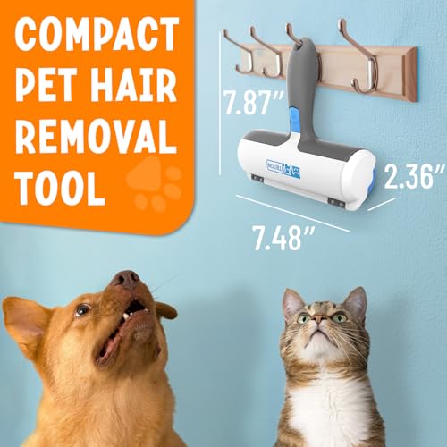 Triton Pet Hair Removal Tool w/Fur Trapping Compartment and Detachable Handle, 60% Smaller Storage Size, Reusable Shedding Roller, Cat and Dog Hair Remover for Car, Furniture, Carpet (Gray/White) - Image 3