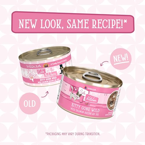 Image of Weruva Cats in The Kitchen, Kitty Gone Wild with Wild Salmon Au Jus Cat Food, 3.2oz Can (Pack of 24)