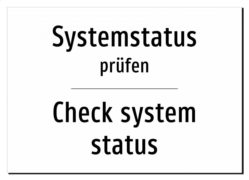 62628-DEEN-T-07 | Systemstatus prüfen Schild | Deutsch Englisch