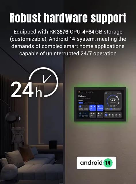 Image of 15.6 Inch Embedded Android 14 POE Tablet Smart Home Control Panel Wall Mount Touch Screen Display, WiFi 6,BT,RJ45,RS485,with LED Lights (White Color)