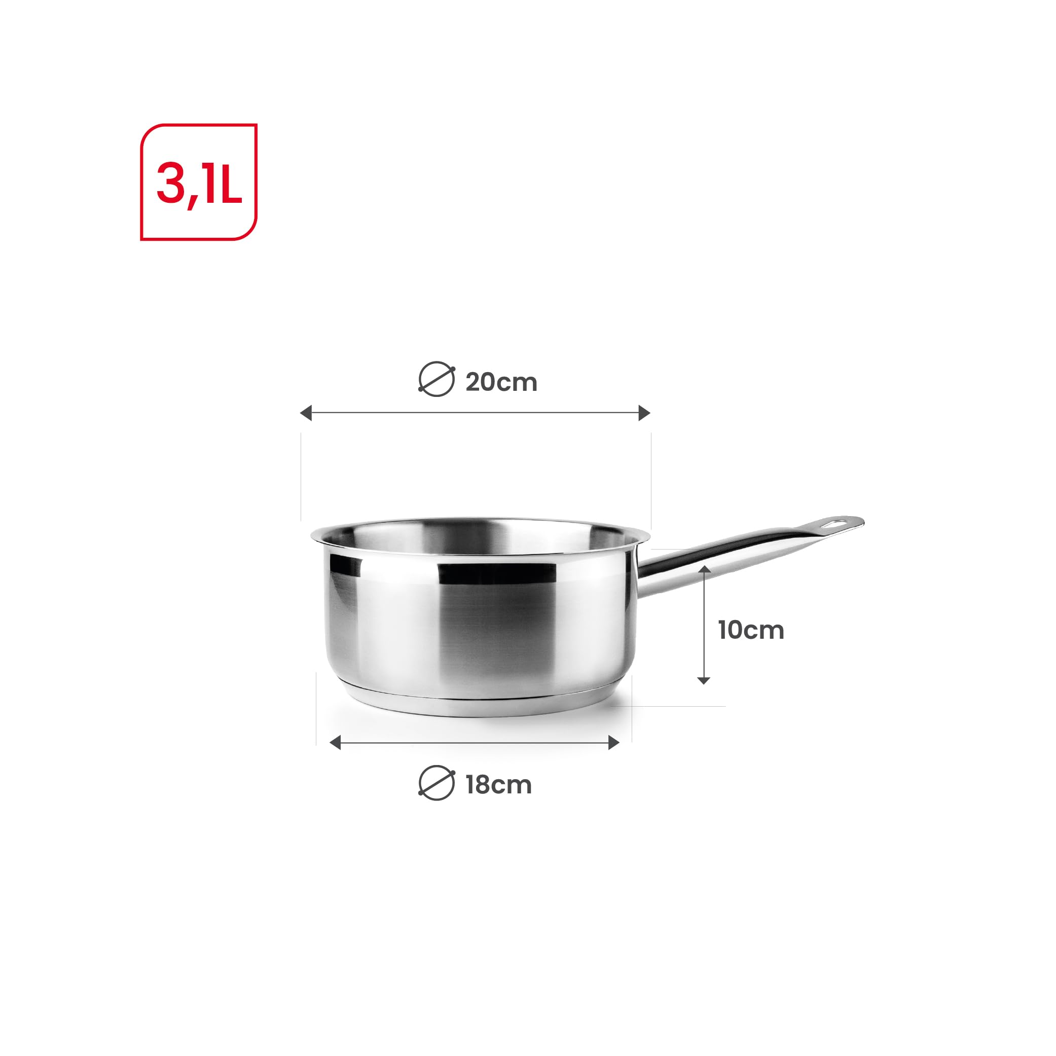 IBILI - Cazo Inox Ebbe 20 Cm, Acero inoxidable 18/10, Apto para induccion — view 2