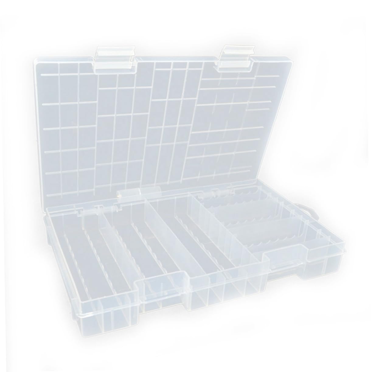 LALAFINA Transparent Double Layer Battery Organizer Storage Case for Aa AAA Batteries Lightweight with Classified Compartments for Easy Access and Organization