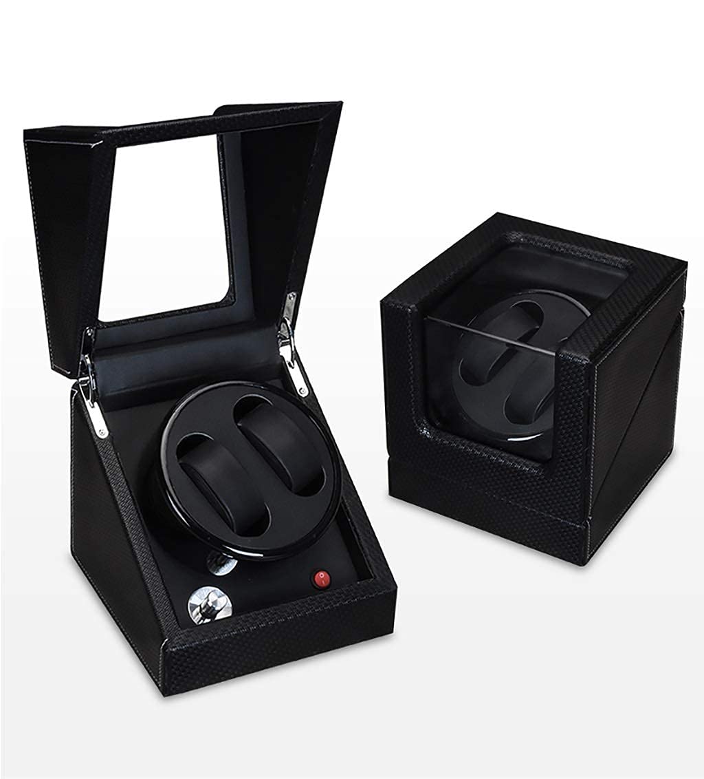 OLSKFUH Watch Winder For Watches Double Automatic Watch Winder Box Leather Luxury Storage Case For 2 Wrist Watches With Led Atmosphere Lamp, 5 Rotation Modes,