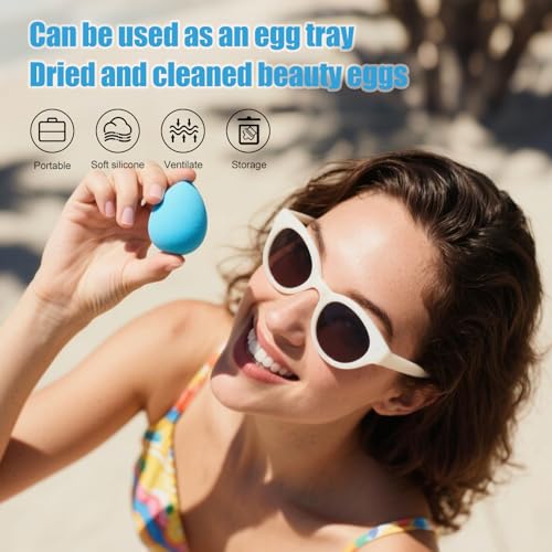 Makeup Sponge Set Kabuki Brush BS-MALL 5 Pcs for Liquid, Cream, and Powder, Multi-colored Makeup Sponges and Travel Powder Diamond Brush with Case - Image 7