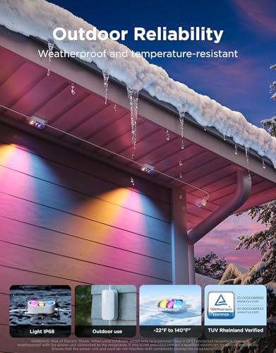 Image of Govee Permanent Outdoor Lights Prism, 100ft with 36 Triple-Color Lighting Heads, 100+ Scene Modes, Up to 60lm for Outdoor Decor, IP68 Waterproof, Works with Alexa, Google Assistant & Matter, White