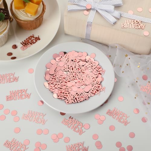 Image of MARFOREVER Rose Gold Happy Birthday Confetti for Table Decorations