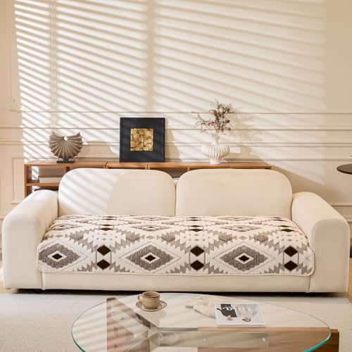 WEYOND Funda de Sofá Suave de Felpa Lavable, Cubre Sofa para Perros, Antideslizante, Protector de Muebles Apto para Mascotas para Sofás y Couches (Funda de Asiento, 90 x 160 cm, Café)