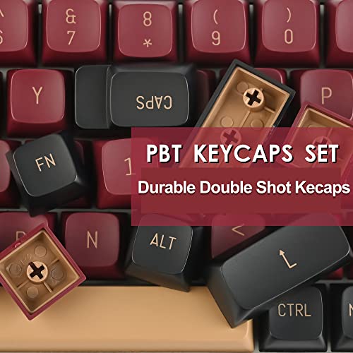 Image of Fogruaden PBT Red Samurai Keycaps, 160 Keycap Set Double Shot Keycaps, CSA Profile, Custom Keycap for Mechanical Keyboard