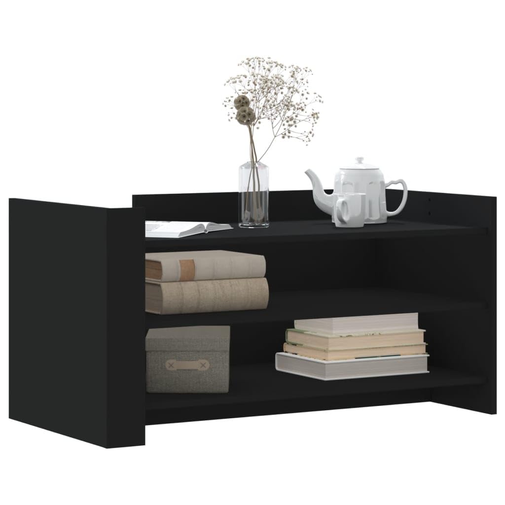 Homgoday Tavolino da caffè nero 100 x 50 x 50 cm, in legno ingegnerizzato, tavolino da tè per soggiorno, sala d'accoglienza degli ospiti, camera da letto e ufficio, tipo 1