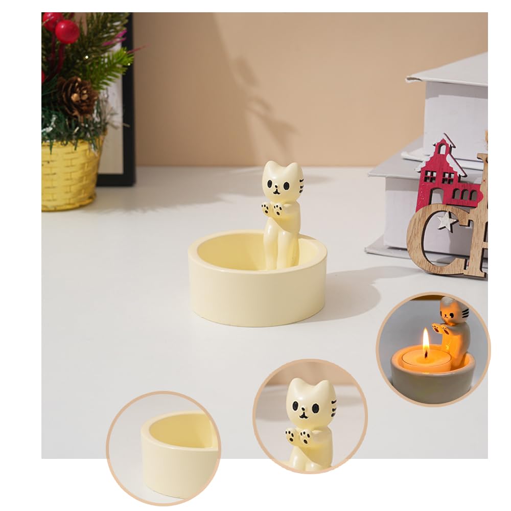 Photophores en Résine en Forme de Chat avec Pattes Chauffantes Décoration Chaton Bougeoir Décoratif