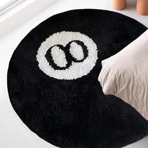 Cecailin Schwarzer Billardteppich 8-Teppich Flauschig.Geeignet für Wohnzimmer,Schlafzimmer Dekor.Badteppich Rund.Waschbarer Teppich.Strandteppich.Kinderteppich.60x60cm