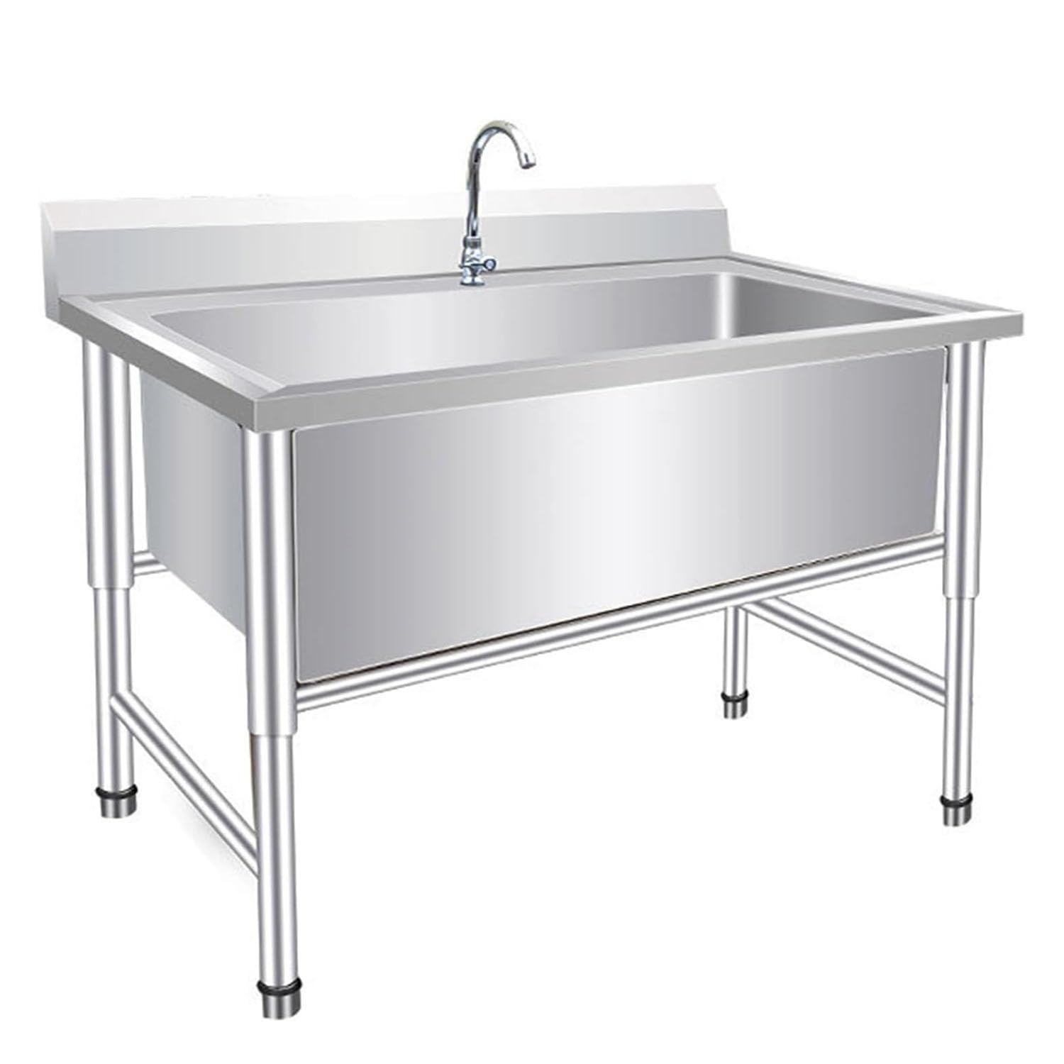 Lavandino Autoportante In Acciaio Inox Con Rubinetto Lavello Del Ristorante Commerciale Da Cucina Lavandino Esterno Di Utilità Industriale Per Garage Lavanderia Esterni (100 * 60 * 80cm)