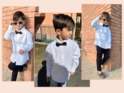 LOLANTA Boys Dress Shirts Button Down Shirt Long Sleeve Boys Kids Shirts and Tie Sets Solid Color Uniforms 2-13 Years4