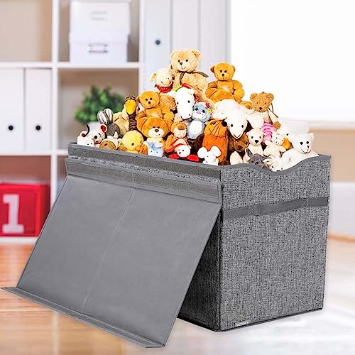 Victor's Toy Box Chest, Collapsible Sturdy Storage Bins With Lids, Large Kids Toy Storage Organizer Boxes Bins Baskets For Kids, Boys, Girls, Nursery Room, Playroom, Closet, Home Organization, 26.8"X13.8" X16" (Dark Grey) #TOP3