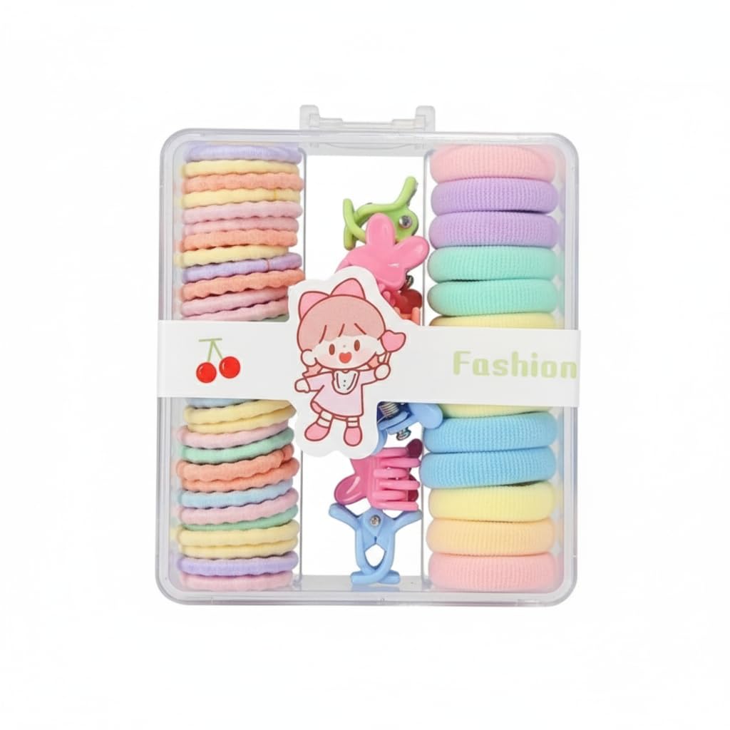 Toddler Girl Hair Accessories Set, 45 Piece Hair Ties and Mini Clips in Storage Case