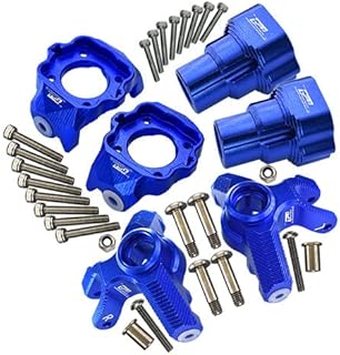 Aluminum Upgrade Combo Set D (Front C-Hubs + F&R Knuckle Arms) for Losi 1:8 LMT 4WD Solid Axle Monster Truck LOS04022 / Mega Truck Brushless LOS04024 / Grave Digger/Son-uva Digger LOS04021 - Blue