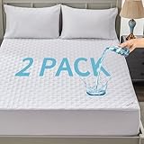 2 Pack Waterproof Mattress Protector,Full Size Noiseless Mattress Pad with Deep Pocket Fitted Up to 6"-18", Soft & Breathable Double Bed Mattress Cover for Teenager Room, College Dorm, Hotel