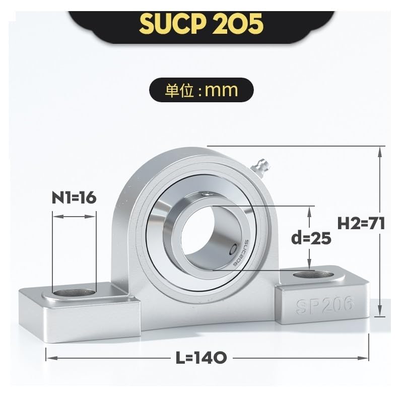 Roulements à billes contre la rouille insert inox SUCP205 de 25mm