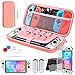 HEYSTOP Switch OLED Tasche Kit für Nintendo Switch OLED Zubehör Kit mit Switch Schutzhülle und Nintendo Switch OLED Displayschutz und 6 Stück Daumenkappen (Rosa)