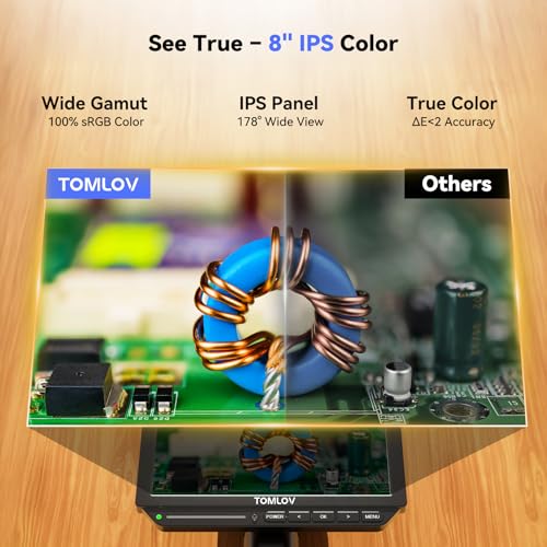 Image of TOMLOV Autofocus 4K Digital Microscope: 8 inch TM4K-AF Flex Arm HDMI Micro Soldering Microscopes for Adults, Side Lights Coin Microscope, 52MP LCD Microscopes with Screen, Electronics Repair Mat,16GB