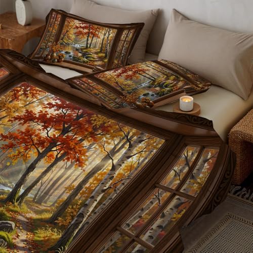 Housse de couette 240x260cm paysage forestier réversible