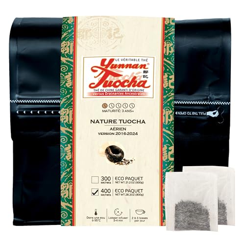 Yunnan Tuocha - Té Tuocha 100% natural - Regula el colesterol y drenante - 400 bolsitas - 800 g - Origen Yunnan Garantía(Elegancia - Versión 1978-2015)