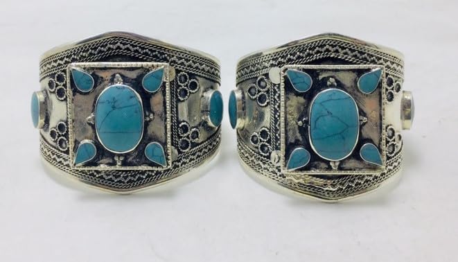 Handmade Boho Kuchi Cuff Bracelet inlaid With Stones, Tribal Ethnic Cuff Bracelet, Afghan Bracelet, Silver Kuchi Jewelry, Boho Cuff