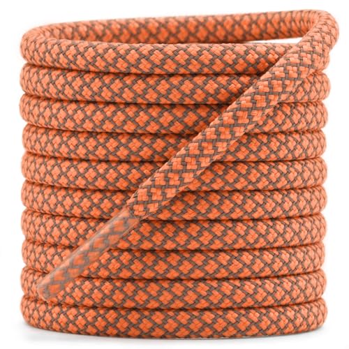 DELELE 2 Pairs 4/25' Thick Round Reflective Shoe Laces Yellow Orange Safety Highlight Rope 39 inches