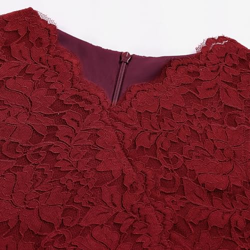 Girls Floral Lace Dress Easter Bridesmaid Vintage Formal Cocktail Party Swallowtail Swing Dresses 7-14 Years4