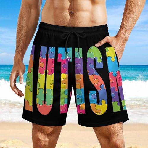 Autism Awareness Puzzles Men's Board Shorts Swimsuit Beach Pants Swimwear Bathing Suits 7