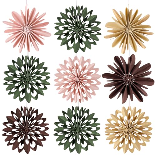 EASY JOY 9 Stück Weihnachten Deko, 3D Mini Weihnachten Papier Fächer...