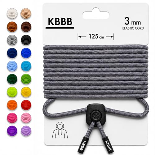 KBBB Kordel für Jogginghose 3 mm 125 cm mit Stopper & Endkappen Elastische Ersatzkordel für Hoodie Sneaker Schuhe & Tascheghose Sneaker Schuhe & Taschen 40 Farben Farbe - Graphit