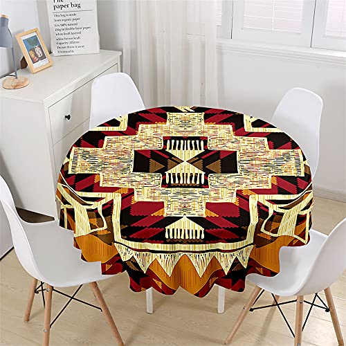 Chickw1 Nappe Ronde Imprimé Africain Exotique 3D Anti Tache Impermeable Facile à Nettoyer, Nappe en Polyester pour Table à Manger de...
