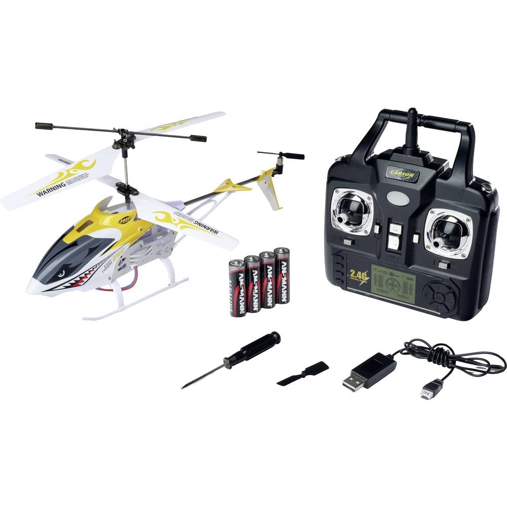 Carson 500507177 Easy Tyrann 250 2,4 GHz 100% RTF gelb – Ferngesteuerter Helikopter, Robustes RTF (Ready to Fly) Modell für Einsteiger, inklusive Batterien, für Kinder ab 12 Jahren