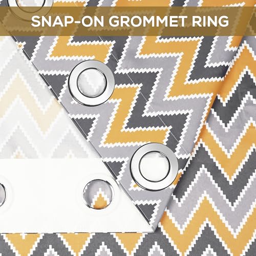Image of Door Curtains 9 Feet Pack of 1, Chevron, Yellow & Grey