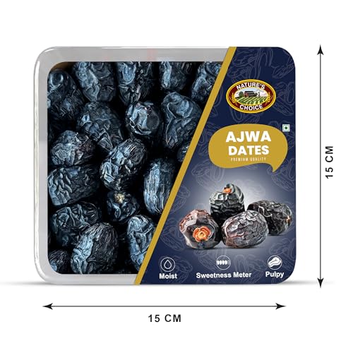 Image of Nature's Choice Royal Ajwa Dates (500g) | Premium Dates | Wet Black Soft Date /Khajoor | All Natural | Seeded,Natural Sugar& Naturally Sweet | Best Original Healthy Snack | Date in Fresh | Khajur