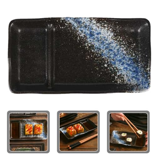 Plato de sushi dividido de cerámica con diseño azul miniatura 6
