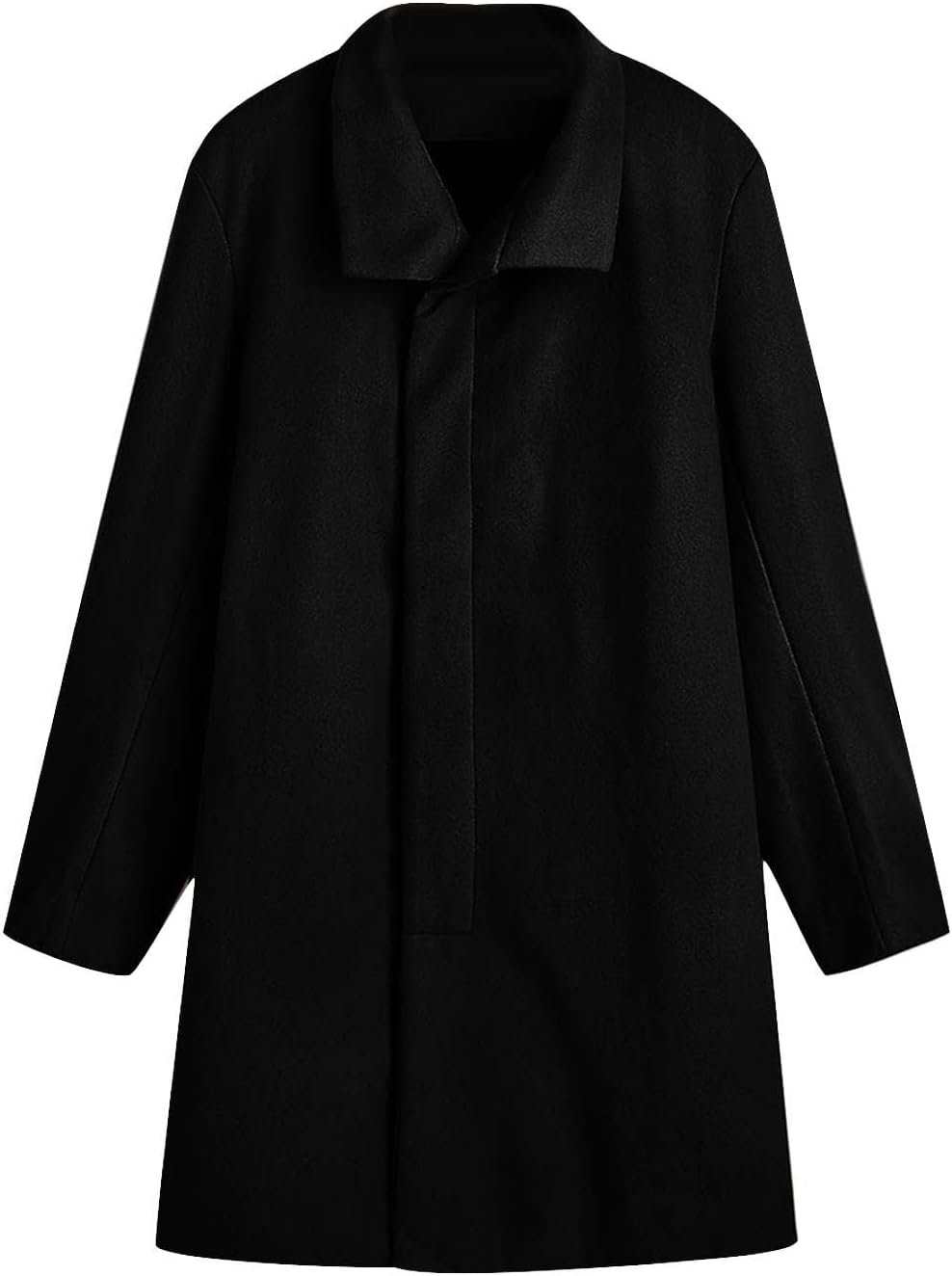 Men's Single Breasted Trench Coat Slim Fit Lapel Cardigan Coat Winter Warm Business Casual Long Jacket Overcoat - Image 3