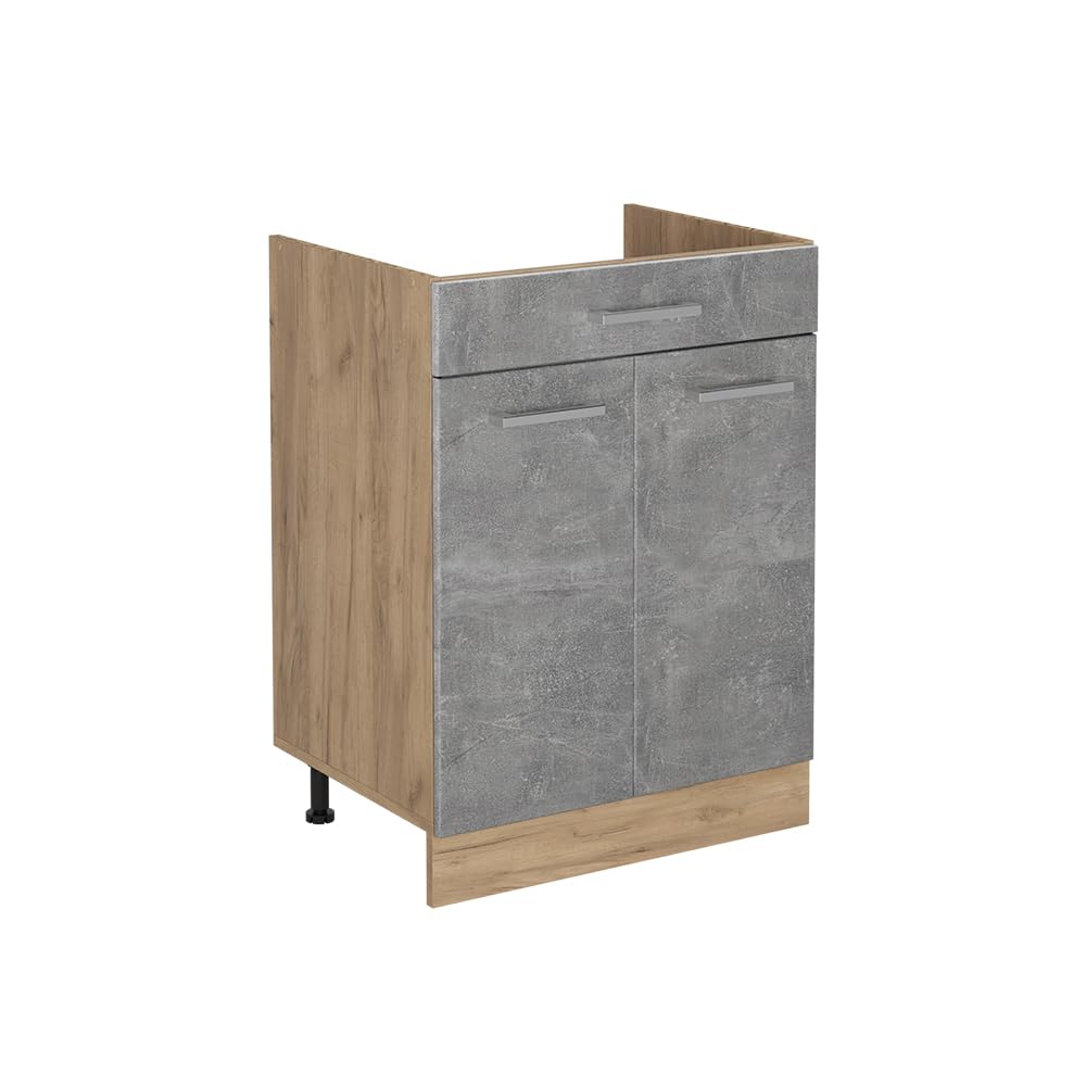Vicco Kitchen base cabinet "Raul", Concrete/Golden oak 60 cm — image 1