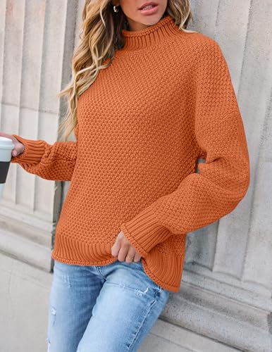 ZESICA Women's Turtleneck Batwing Sleeve Loose Oversized Chunky Knitted Pullover Sweater Jumper Tops3