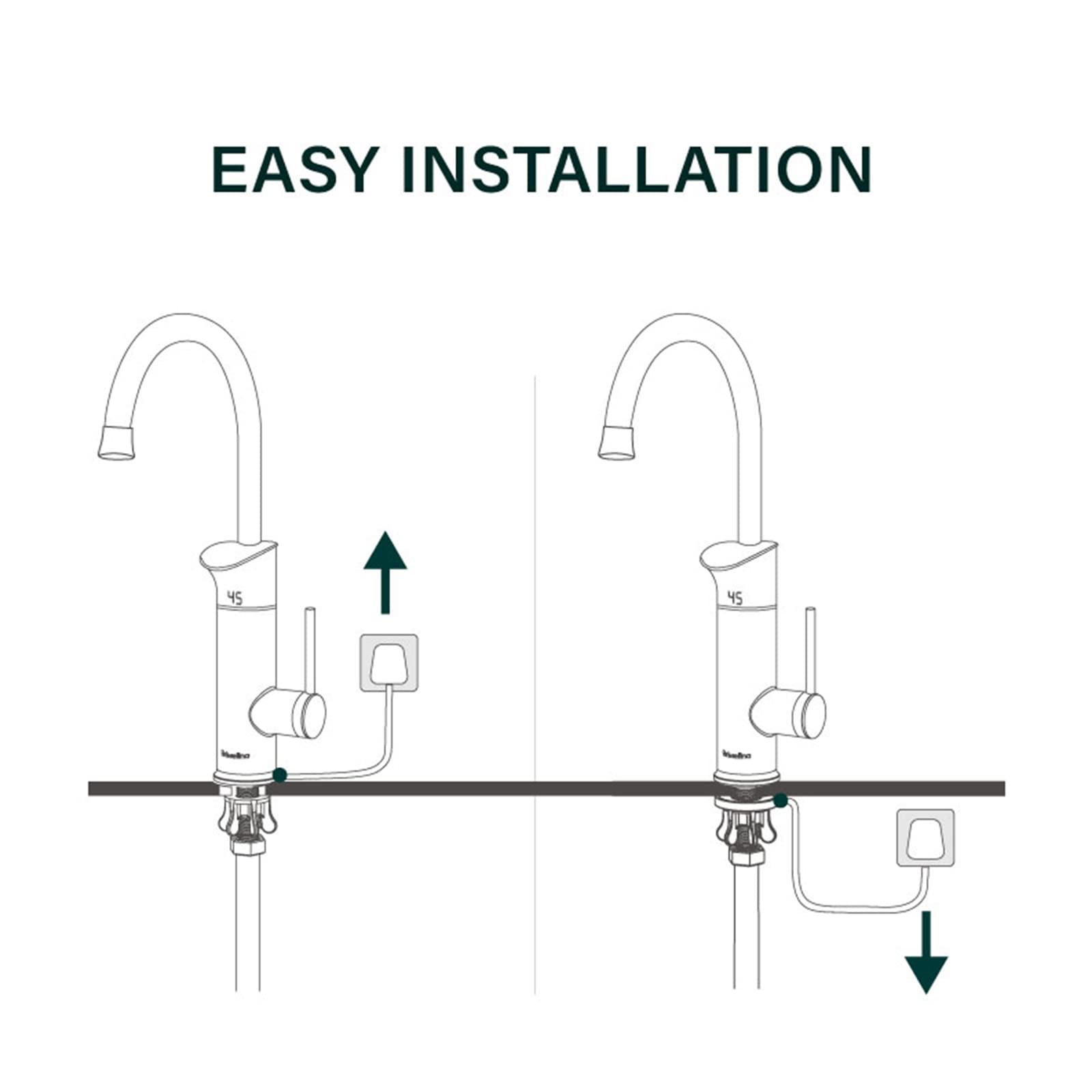 Rubinetto per lavello da Cucina, Rubinetto per scaldabagno Elettrico, Rubinetto per Acqua istantanea Senza Serbatoio, Rubinetto per Riscaldamento rapido, rubinetti da Cucina con Display Digitale