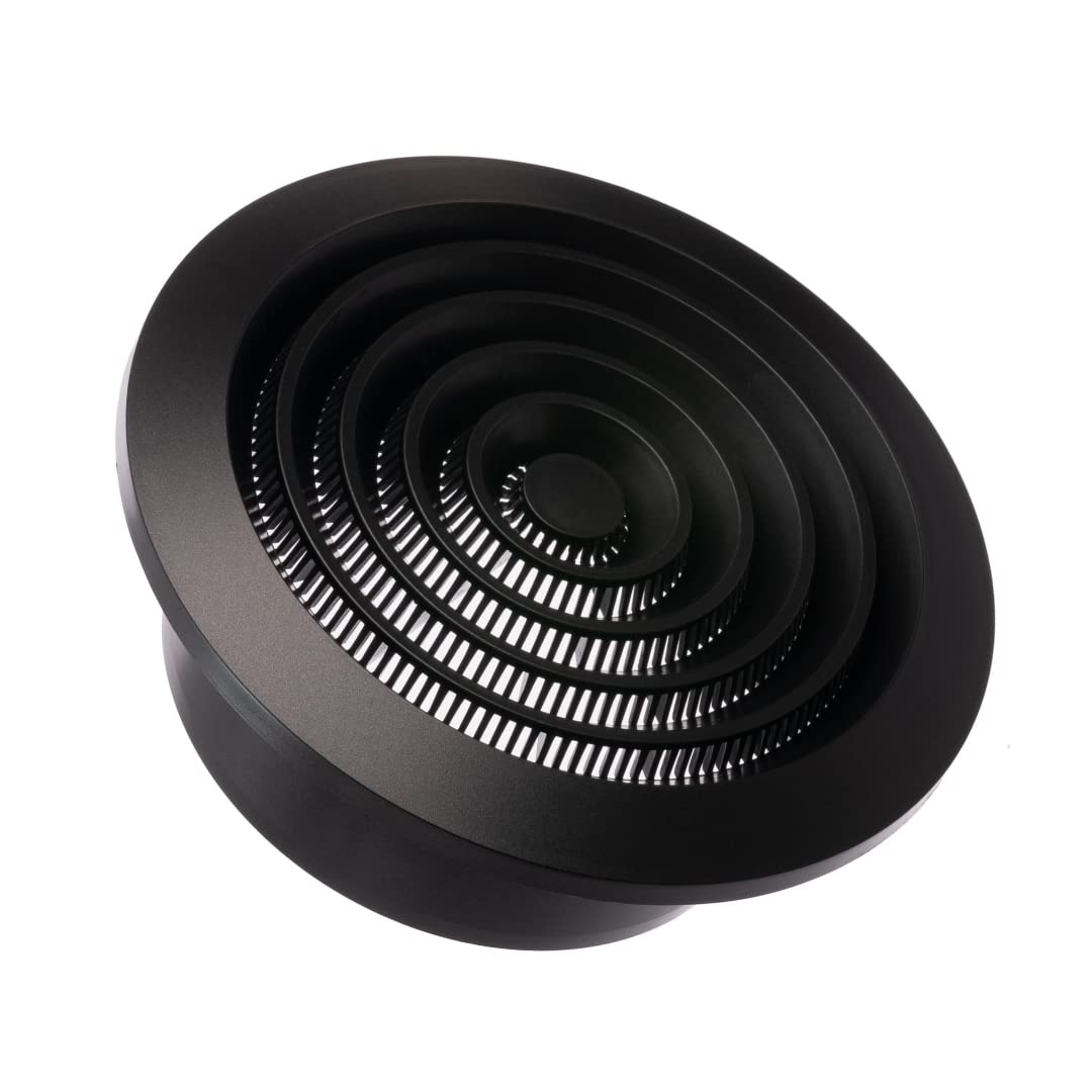 Europlast Anthracite Ø 100Mm / 4 Inch Round Air Vent Cover - Ceiling Ventilation Grille With Insect Screen - Abs Plastic