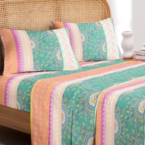 Wake In Cloud - Boho Bed Sheets, 4-Piece Sheet Set,...