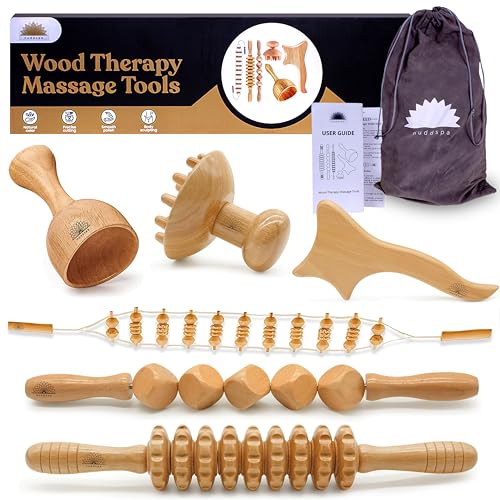 Wood Therapy Massage Tools 6-in-1, Lymphatic Drainage Massager, Maderoterapia Kit - Anti Cellulite Complete Body Sculpting Tools for Total Relaxation & Relief - Massager Tool for Anti Aging