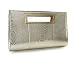 Hoxis New Color Crocodile Pattern Faux Patent Leather Cut it out Clutch with Shoulder Strap Womens Handbag(Metallic)