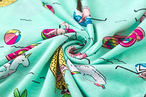 Inadays Sleepwear Womens Short Sleeve Pajama Set Printed Pajama For Women Capri Set Nightwear Tz001-Green-L #TOP7