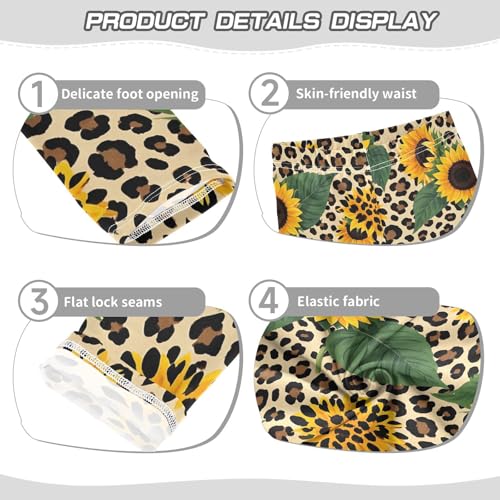 Leopard Sunflower Print Girls Leggings Soft Stretch Workout Yoga Dance Pants for Kids Casual Tights3