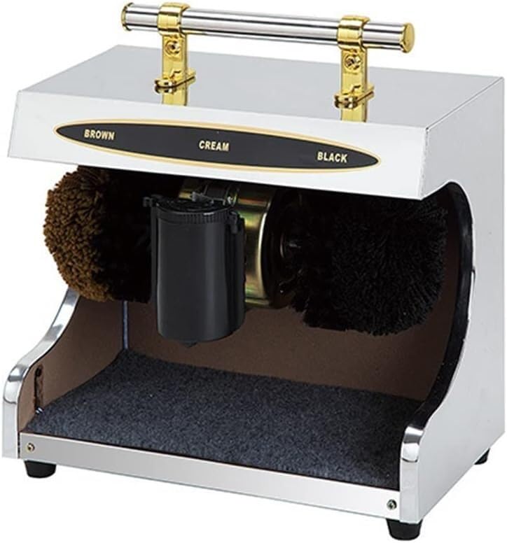 Shoe Polisher Fully Automatic, Hotel Commercial Automatic Shoe-Shining Machine，Electric Shoe Cleaner for Dust Removal Polishing with Double Combination Brush,Leather Shoe Cleaning Kit(Stainless Steel)